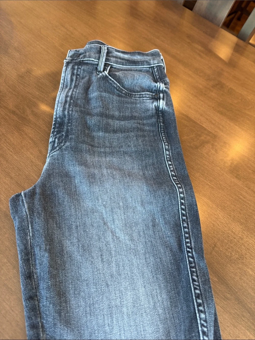 MOTHER Washed Grey Straight Jeans